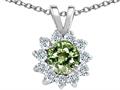 Tommaso Design™ Round Genuine Green Sapphire and Diamond Pendant
