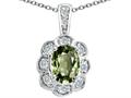 Tommaso Design™ Oval Genuine Green Sapphire and Diamond Pendant