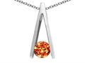Tommaso Design™ Round Genuine Orange Sapphire Pendant