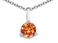 Tommaso Design™ Round Genuine Orange Sapphire Solitaire Pendant