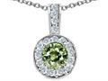 Tommaso Design™ Round Genuine Green Sapphire and Diamond Pendant