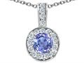 Genuine Round Purple Sapphire and Diamond Pendant