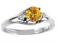 Tommaso Design™ Round Genuine Yellow Sapphire and Diamond Ring