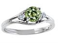 Tommaso Design™ Round Genuine Green Sapphire and Diamond Ring