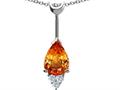 Tommaso Design™ Pear Shape Genuine Orange Sapphire and Diamond Pendant