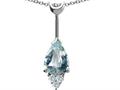 Tommaso Design™ Pear Shape Genuine Aquamarine and Diamond Pendant