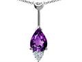 Tommaso Design™ Pear Shape Genuine Amethyst and Diamond Pendant