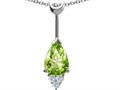 Tommaso Design™ Pear Shape 8x6 mm Genuine Peridot and Diamond Pendant