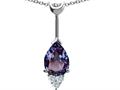 Tommaso Design™ Pear Shape 8x6 mm Simulated Alexandrite And Genuine Diamond Pendant