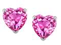 Tommaso Design™ Heart Shape Created Pink Sapphire Earring Studs