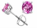 Tommaso Design™ Round 6mm Created Pink Sapphire Screw Back Earring Stud
