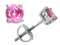 Tommaso Design™ Round 6mm Simulated Pink Topaz Screw Back Earring Studs