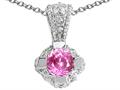 Tommaso Design™ Round 5mm Simulated Pink Topaz Pendant