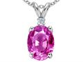 Tommaso Design™ Oval 8x6mm Created Pink Sapphire and Genuine Diamond Pendant