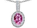 Tommaso Design™ Oval 8x6 mm Simulated Pink Topaz And Genuine Diamond Pendant