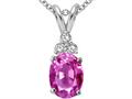 Tommaso Design™ Oval 8x6 mm Simulated Pink Topaz And Genuine Diamond Pendant