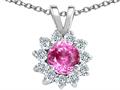 Tommaso Design™ Round 5mm Simulated Pink Topaz And Genuine Diamond Pendant