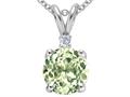 Tommaso Design™ Round 7mm Genuine Green Amethyst and Diamond Pendant