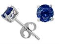 Tommaso Design™ Round 4.8mm Genuine Sapphire Earring Studs