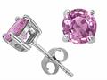 Tommaso Design™ 5mm Round Genuine Pink Sapphire Earring Studs