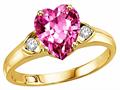 Tommaso Design™ Heart Shape 8mm Created Pink Sapphire and Genuine Diamond Ring