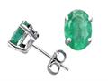 Tommaso Design™ Oval 7x5mm Genuine Emerald Earring Studs