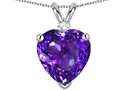 Tommaso Design™ 8mm Heart Shape Genuine Amethyst and Diamond Heart Pendant