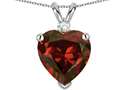 Tommaso Design™ 8mm Heart Shape Genuine Garnet and Diamond Heart Pendant