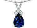 Tommaso Design™ Created Sapphire and Genuine Diamond Pendant
