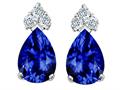 Tommaso Design™ Pear Shape 8x6mm Created Sapphire and Genuine Diamond Earrings