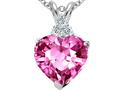 Tommaso Design™ Heart Shape 8mm Simulated Pink Topaz And Genuine Diamond Heart Pendant