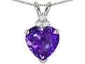 Tommaso Design™ Heart Shape 8mm Genuine Amethyst and Diamond Pendant