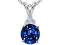 Tommaso Design™ Round 7mm Created Sapphire and Genuine Diamond Pendant