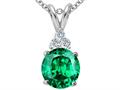 Tommaso Design™ Round 7mm Simulated Emerald And Genuine Diamond Pendant