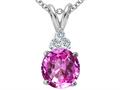 Tommaso Design™ Round 7mm Created Pink Sapphire and Genuine Diamond Pendant
