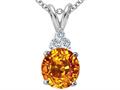 Tommaso Design™ Round 7mm Genuine Citrine and Diamond Pendant