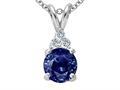 Tommaso Design™ Genuine Round 5.5mm Sapphire and Diamond Pendant