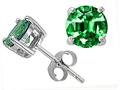 Tommaso Design™ Quality 7mm Round Simulated Emerald Earring Studs
