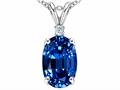 Tommaso Design™ Oval 8x6mm Created Sapphire and Genuine Diamond Pendant
