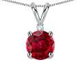 Tommaso Design™ Round 8mm Created Ruby and Genuine Diamond Pendant