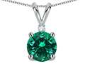 Tommaso Design™ Simulated Emerald And Genuine Diamond Pendant