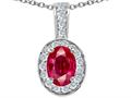 Tommaso Design™ Oval 8x6mm Created Ruby and Genuine Diamond Pendant