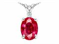 Tommaso Design™ Oval 9x7mm Created Ruby and Genuine Diamond Pendant