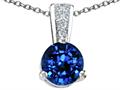 Tommaso Design™ Round 7 mm Created Sapphire and Genuine Diamond Pendant