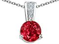 Tommaso Design™ Round 7mm Created Ruby and Genuine Diamond Pendant