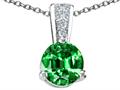 Tommaso Design™ Round 7 mm Simulated Emerald And Genuine Diamond Pendant