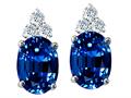 Tommaso Design™ Oval 8x6mm Created Sapphire and Genuine Diamond Earring Studs