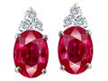 Tommaso Design™ Oval 8x6mm Created Ruby and Genuine Diamond Earring Studs