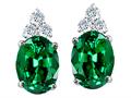 Tommaso Design™ Oval 8x6mm Simulated Emerald and Genuine Diamond Earring Studs