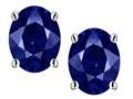 Tommaso Design™ Lab Created Sapphire Oval 8x6mm Earring Studs